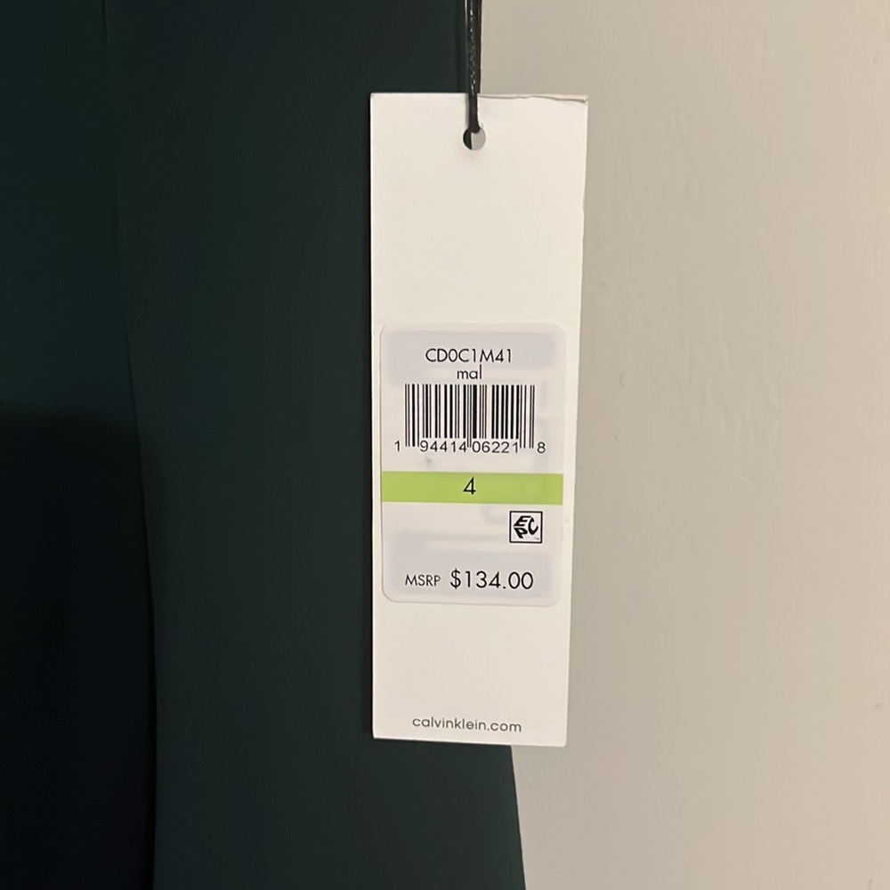 Dark green Calvin Klein dress size 4. NWT - Picture 4 of 8